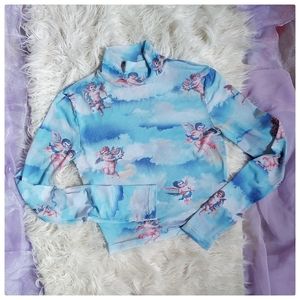 3/$30 Angels In The Sky Mesh Crop Turtleneck